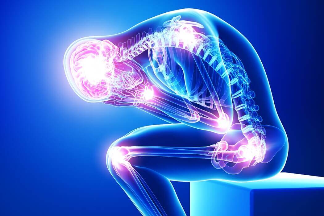 Illustration showing concepts of pain relief and wellness